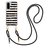 Casimoda Samsung Galaxy A56 hoesje met zwart koord - Hart streepjes
