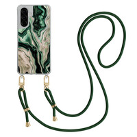 Casimoda Samsung Galaxy A56 hoesje met groen koord - Green waves