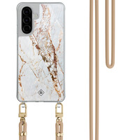 Casimoda Samsung Galaxy A56 hoesje met beige koord - Marmer goud