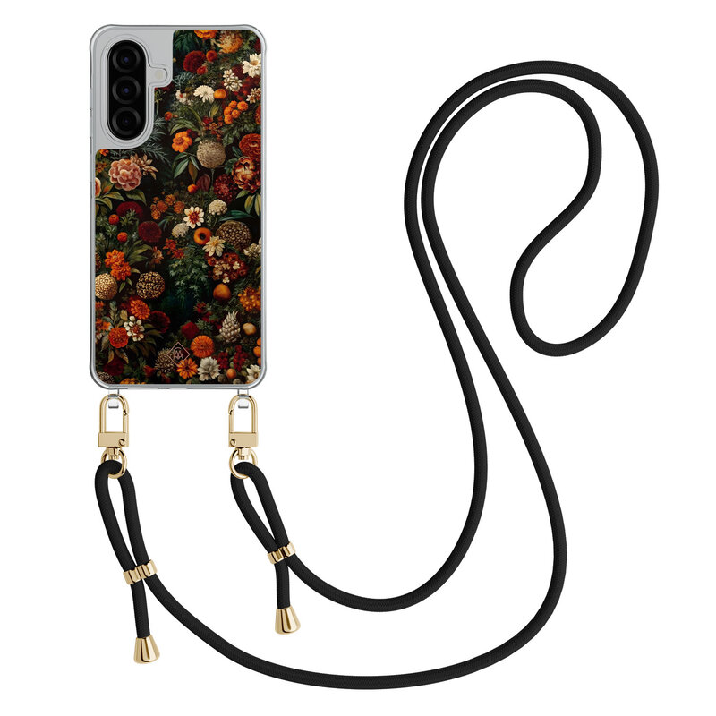 Casimoda Samsung Galaxy A56 hoesje met zwart koord - Exotic garden