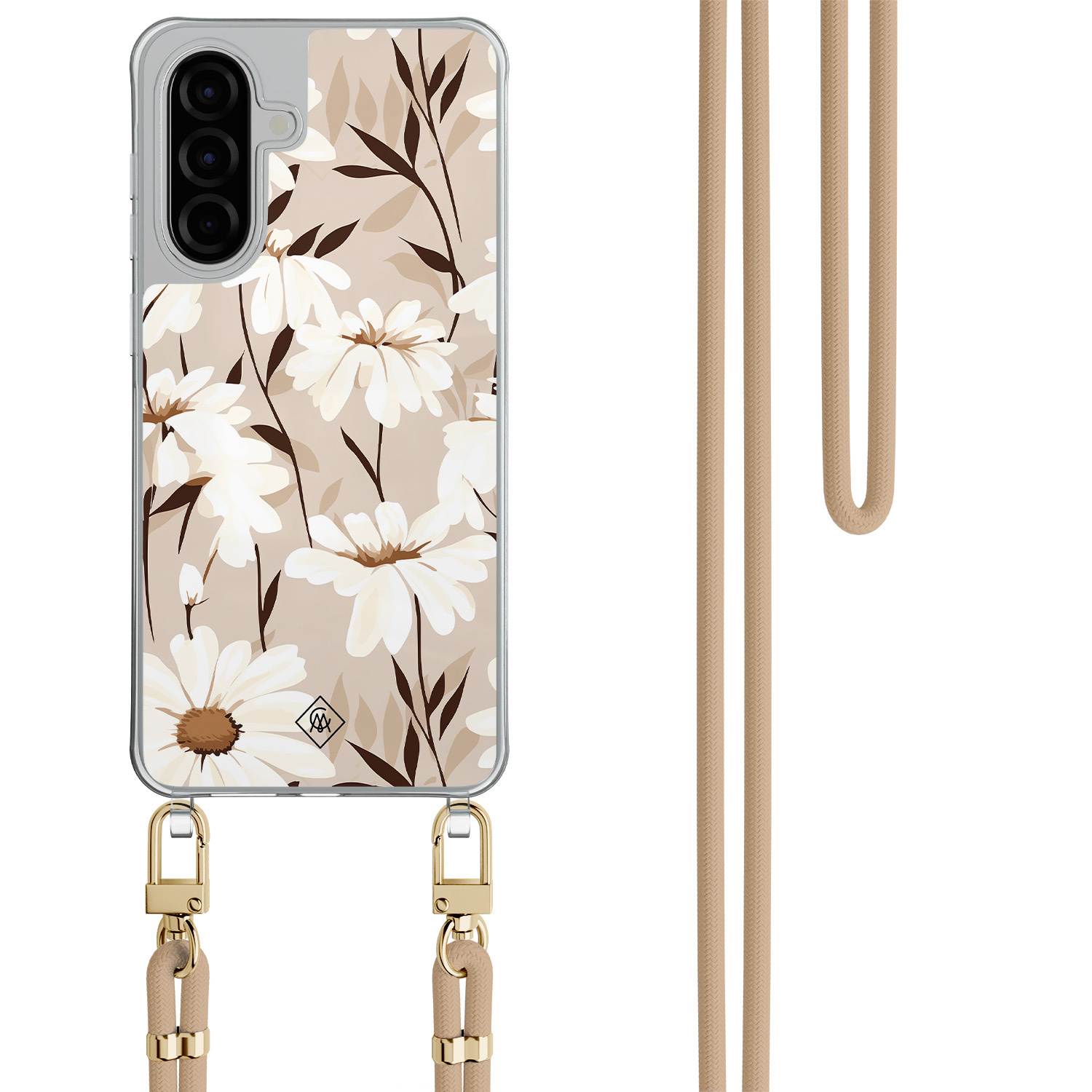 Samsung Galaxy A56 hoesje met beige koord In bloom