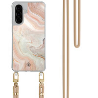 Casimoda Samsung Galaxy A56 hoesje met beige koord - Marmer waves