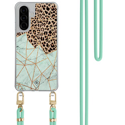 Casimoda Samsung Galaxy A56 hoesje met rosegoud koord - Marmer paars