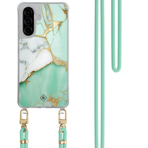Casimoda Samsung Galaxy A56 hoesje met mint koord - Marmer mintgroen