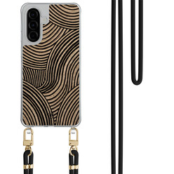 Casimoda Samsung Galaxy A56 hoesje met zwart koord - Ebony waves