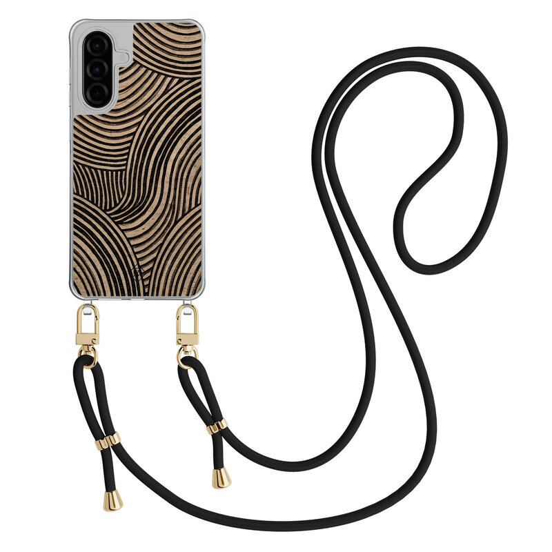 Casimoda Samsung Galaxy A56 hoesje met zwart koord - Ebony waves