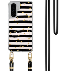 Casimoda Samsung Galaxy A36 hoesje met zwart koord - Hart streepjes
