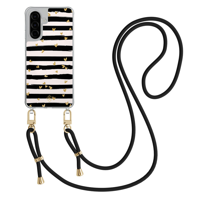 Casimoda Samsung Galaxy A36 hoesje met zwart koord - Hart streepjes