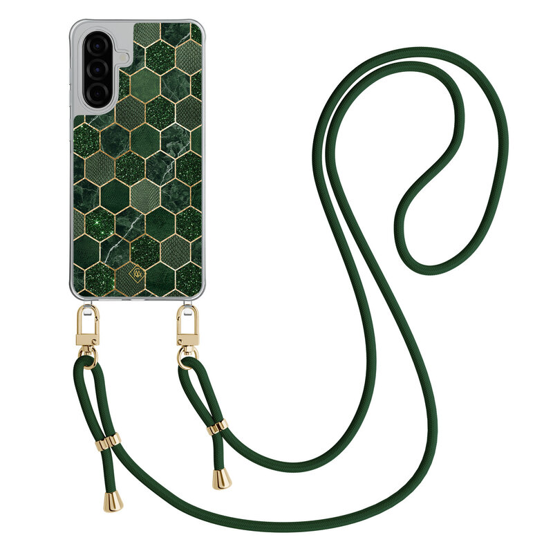 Casimoda Samsung Galaxy A36 hoesje met groen koord - Kubus groen