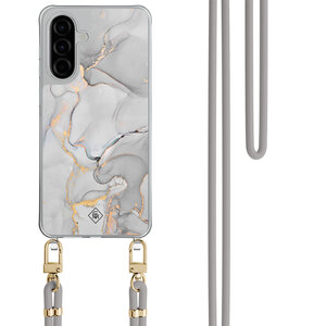 Casimoda Samsung Galaxy A36 hoesje met grijs koord - Marmer grijs