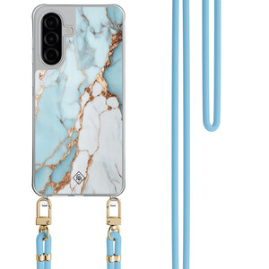 Casimoda Samsung Galaxy A36 hoesje met blauw koord - Marmer lichtblauw