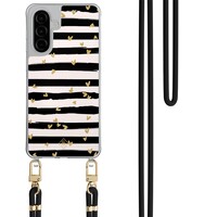 Casimoda Samsung Galaxy A26 hoesje met zwart koord - Hart streepjes
