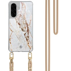 Casimoda Samsung Galaxy A26 hoesje met beige koord - Marmer goud