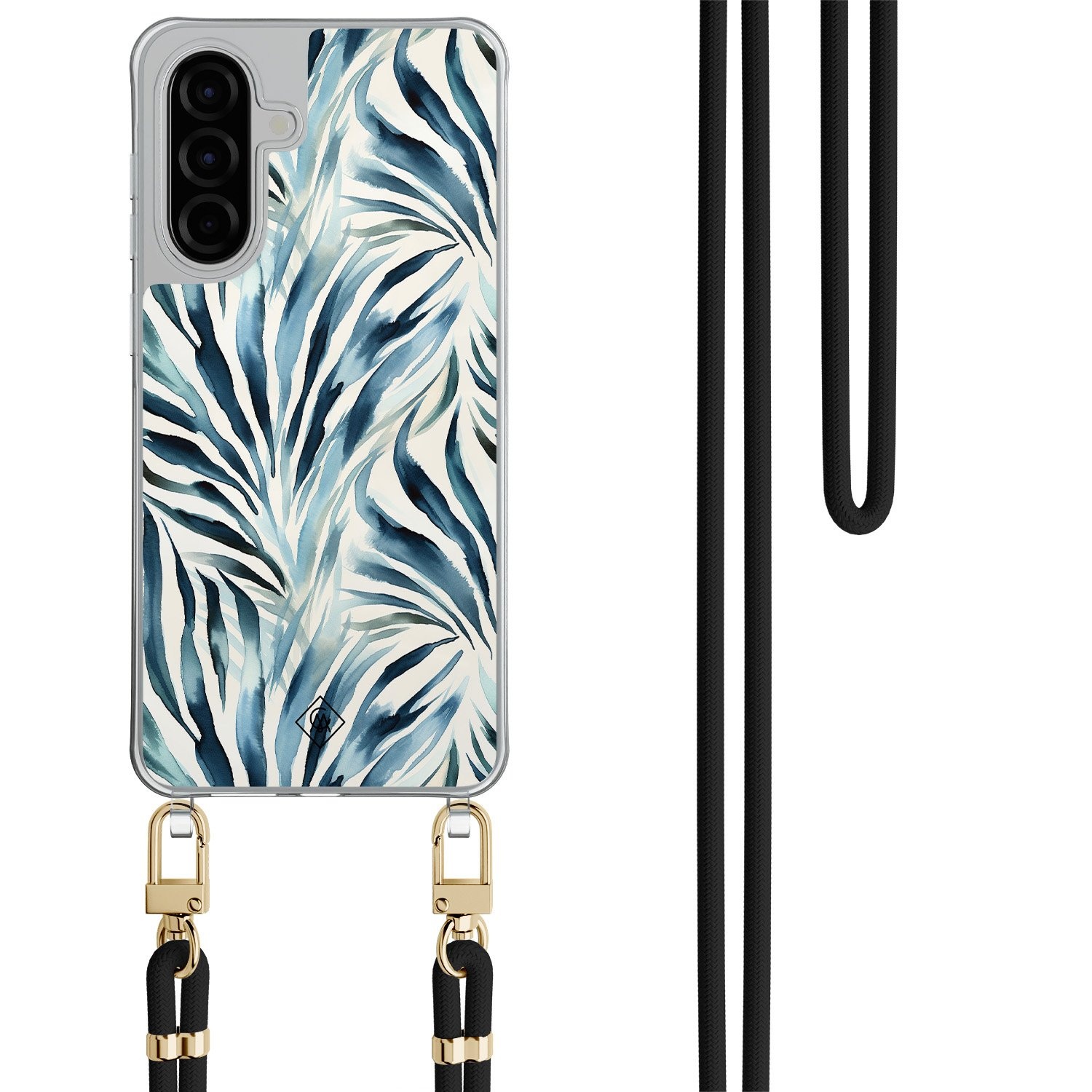 Samsung Galaxy A26 hoesje met donkerblauw koord Japandi waves