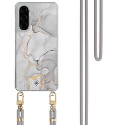 Casimoda Samsung Galaxy A26 hoesje met grijs koord - Marmer grijs