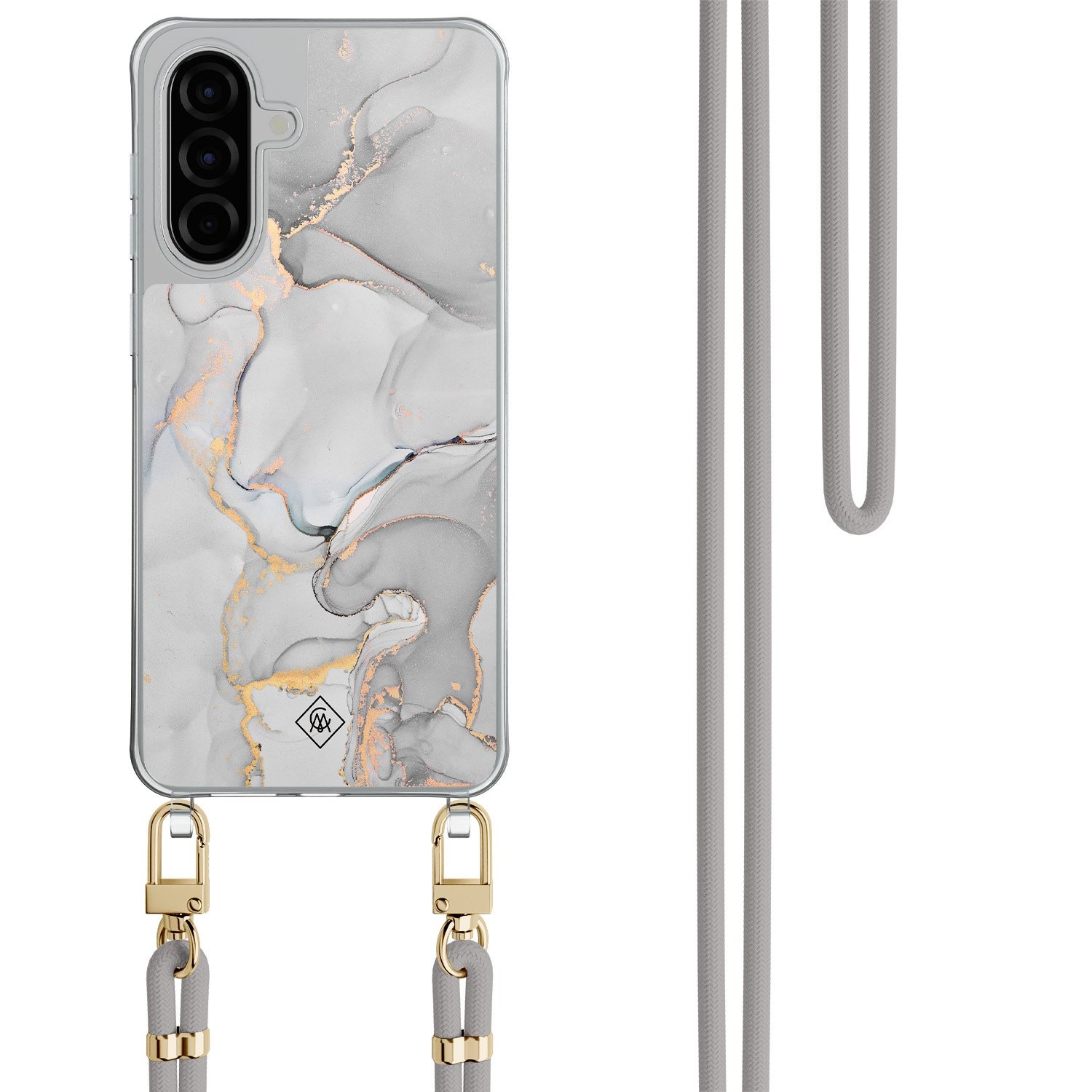 Samsung Galaxy A26 hoesje met grijs koord Marmer grijs