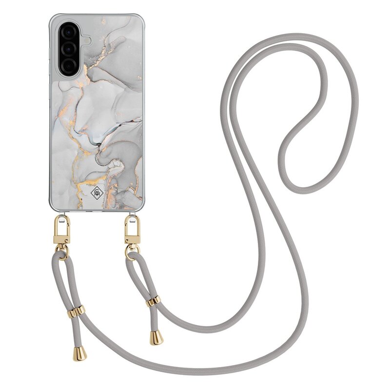 Casimoda Samsung Galaxy A26 hoesje met grijs koord - Marmer grijs