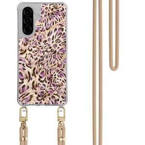 Casimoda Samsung Galaxy A26 hoesje met beige koord - Luipaard lila