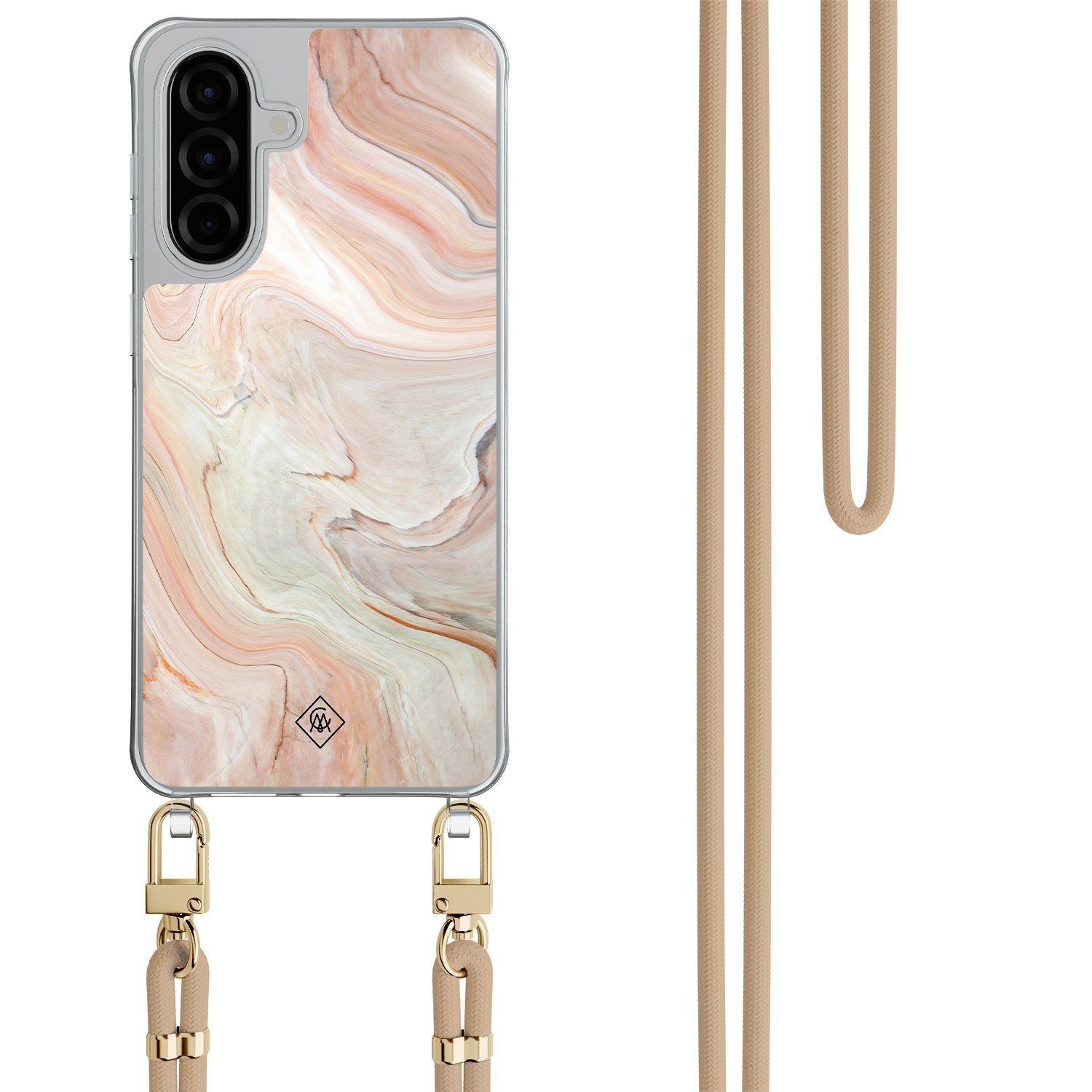 Samsung Galaxy A26 hoesje met beige koord Marmer waves