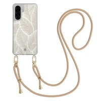 Casimoda Samsung Galaxy A26 hoesje met beige koord - Palm leaves beige