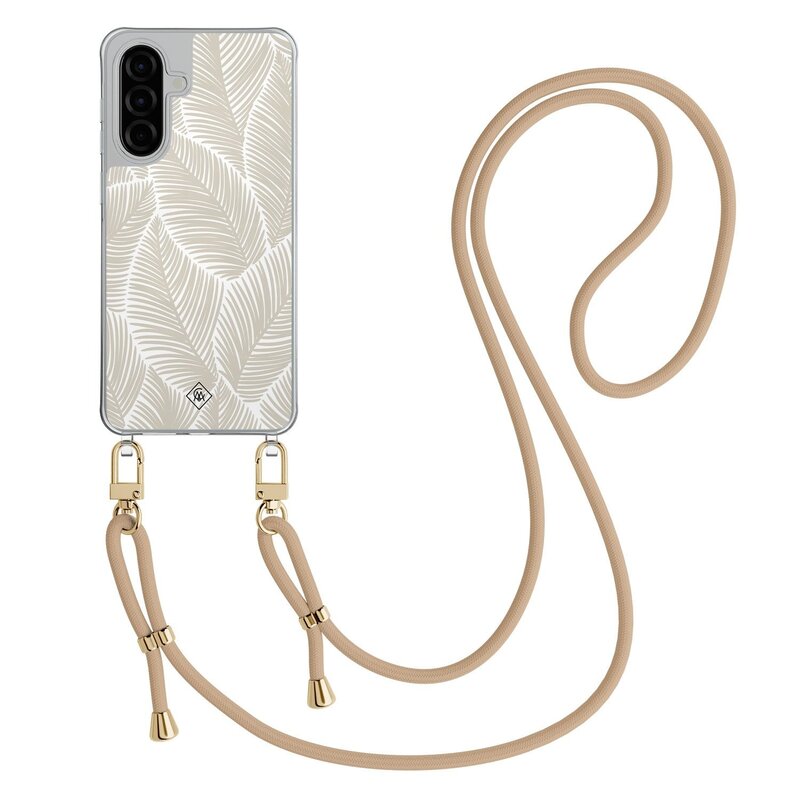 Casimoda Samsung Galaxy A26 hoesje met beige koord - Palm leaves beige