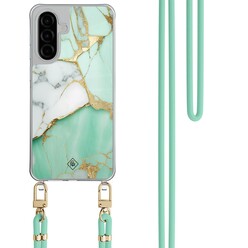 Casimoda Samsung Galaxy A26 hoesje met mint koord - Marmer mintgroen