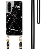 Casimoda Samsung Galaxy A26 hoesje met zwart koord - Marmer zwart