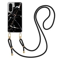 Casimoda Samsung Galaxy A26 hoesje met zwart koord - Marmer zwart