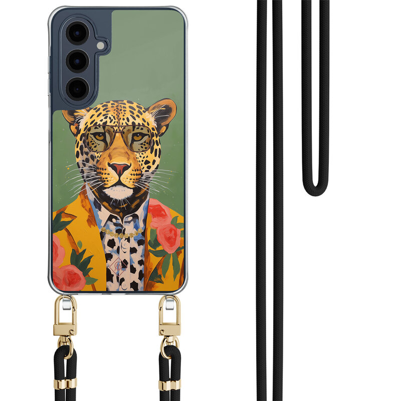Casimoda Samsung Galaxy A16 hoesje met zwart koord - Luipaard hipster