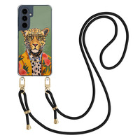 Casimoda Samsung Galaxy A16 hoesje met zwart koord - Luipaard hipster
