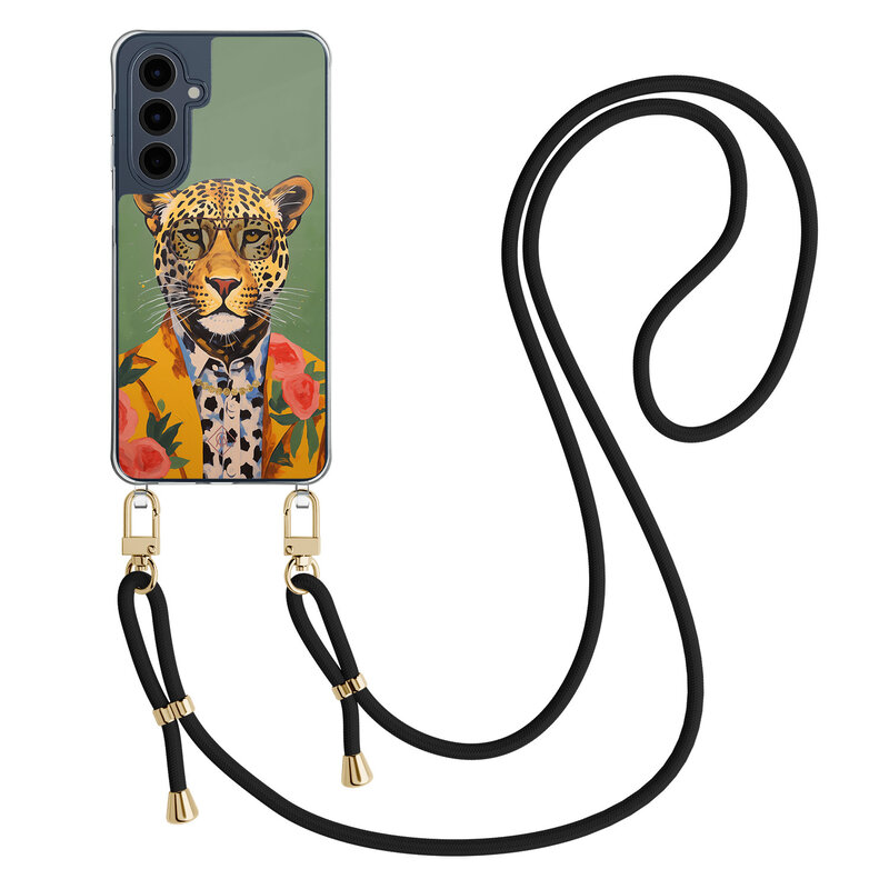 Casimoda Samsung Galaxy A16 hoesje met zwart koord - Luipaard hipster