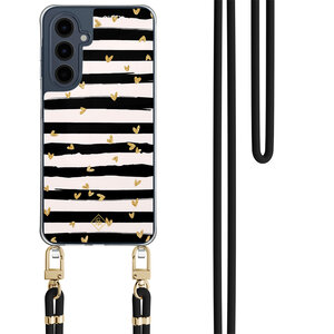 Casimoda Samsung Galaxy A16 hoesje met zwart koord - Hart streepjes