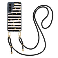 Casimoda Samsung Galaxy A16 hoesje met zwart koord - Hart streepjes