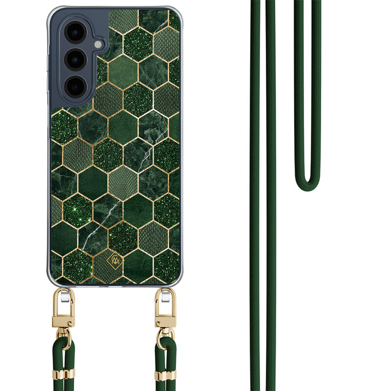 Casimoda Samsung Galaxy A16 hoesje met groen koord - Kubus groen