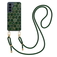 Casimoda Samsung Galaxy A16 hoesje met groen koord - Kubus groen