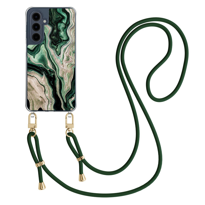 Casimoda Samsung Galaxy A16 hoesje met groen koord - Green waves