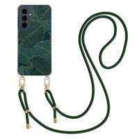 Casimoda Samsung Galaxy A16 hoesje met groen koord - Monstera leaves