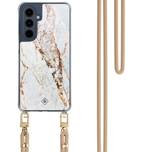 Casimoda Samsung Galaxy A16 hoesje met beige koord - Marmer goud