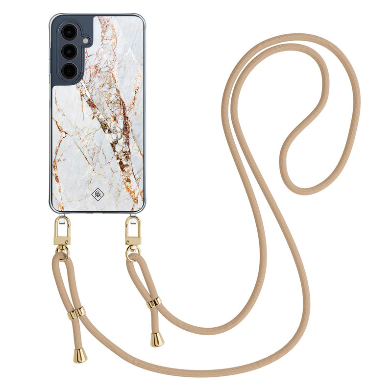 Casimoda Samsung Galaxy A16 hoesje met beige koord - Marmer goud