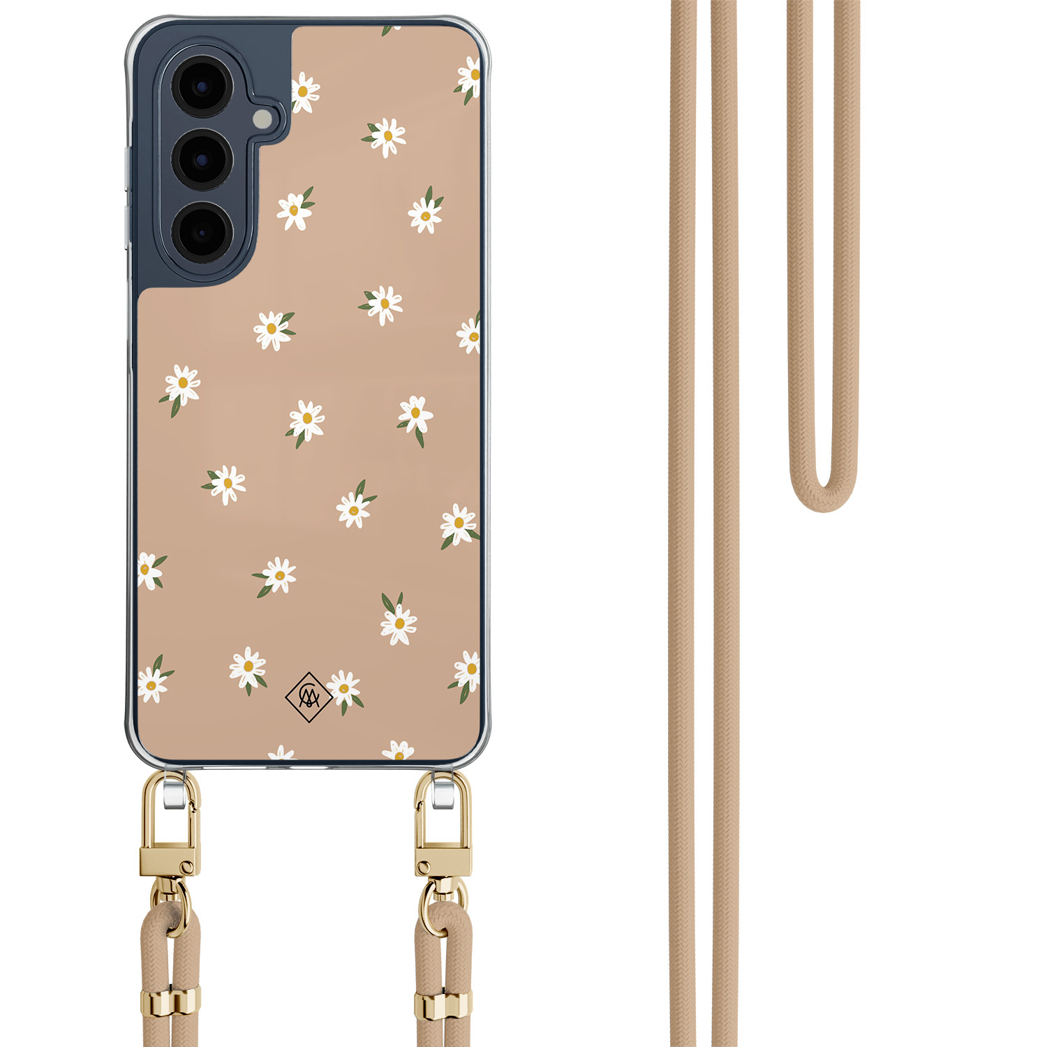 Samsung Galaxy A16 hoesje met beige koord Sweet daisies