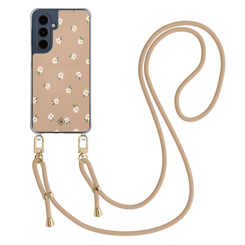 Casimoda Samsung Galaxy A16 hoesje met beige koord - Sweet daisies