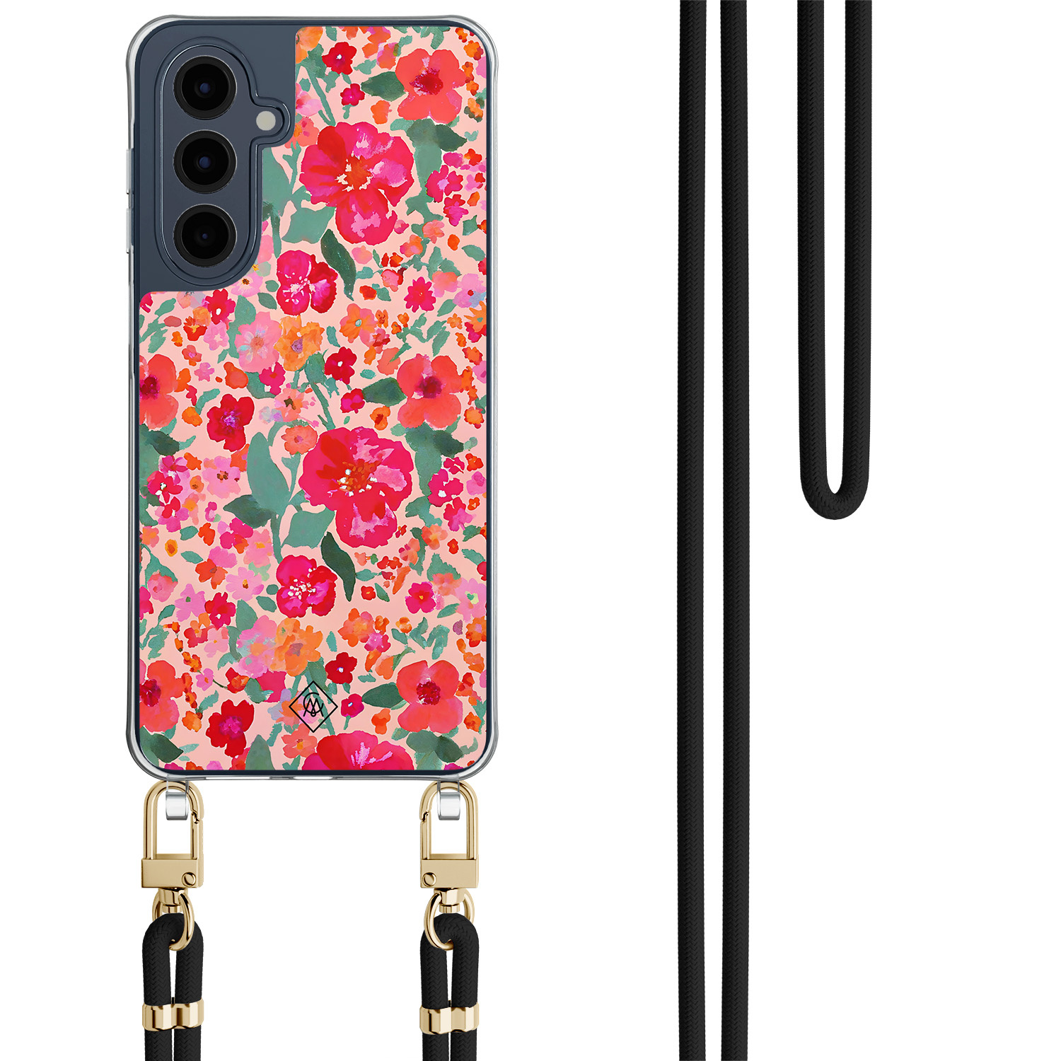 Samsung Galaxy A16 hoesje met zwart koord Multi flowers