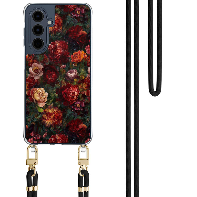 Casimoda Samsung Galaxy A16 hoesje met zwart koord - Floral garden