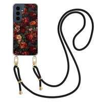 Casimoda Samsung Galaxy A16 hoesje met zwart koord - Floral garden