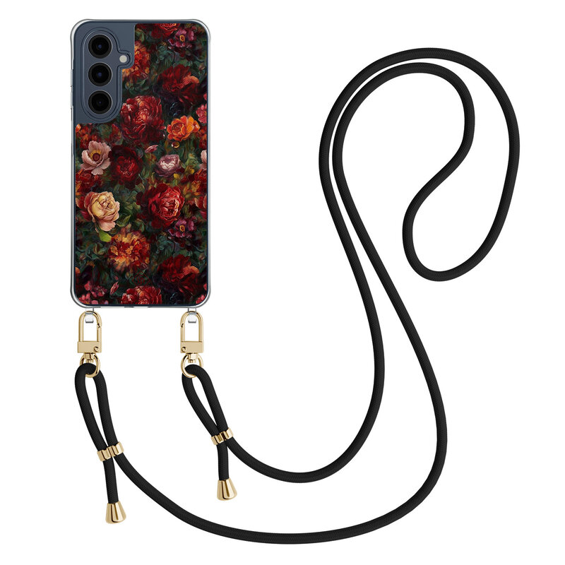 Casimoda Samsung Galaxy A16 hoesje met zwart koord - Floral garden