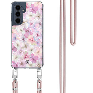 Casimoda Samsung Galaxy A16 hoesje met rosegoud koord - Hortensia