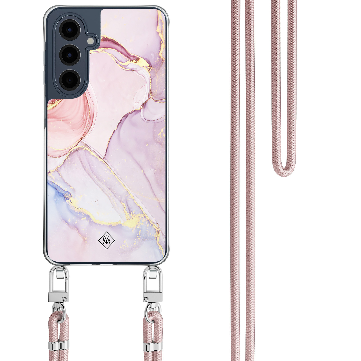 Samsung Galaxy A16 hoesje met rosegoud koord Purple sky