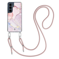 Casimoda Samsung Galaxy A16 hoesje met rosegoud koord - Purple sky