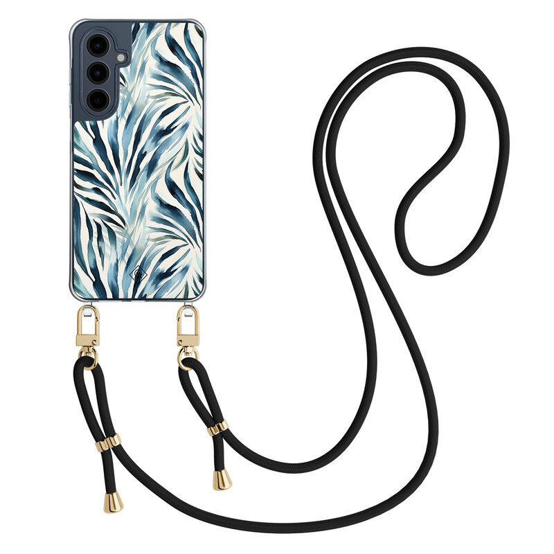 Casimoda Samsung Galaxy A16 hoesje met donkerblauw koord - Japandi waves