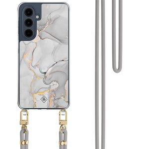 Casimoda Samsung Galaxy A16 hoesje met grijs koord - Marmer grijs